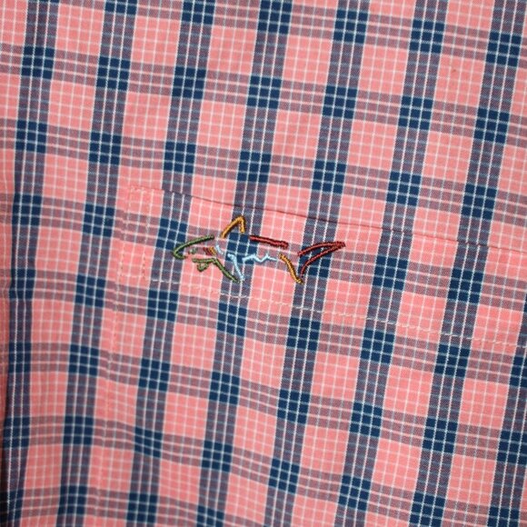 Greg Norman Men’s Long Sleeve Button Down Shirt Pink Navy Plaid Striped Size XL - Picture 3 of 8